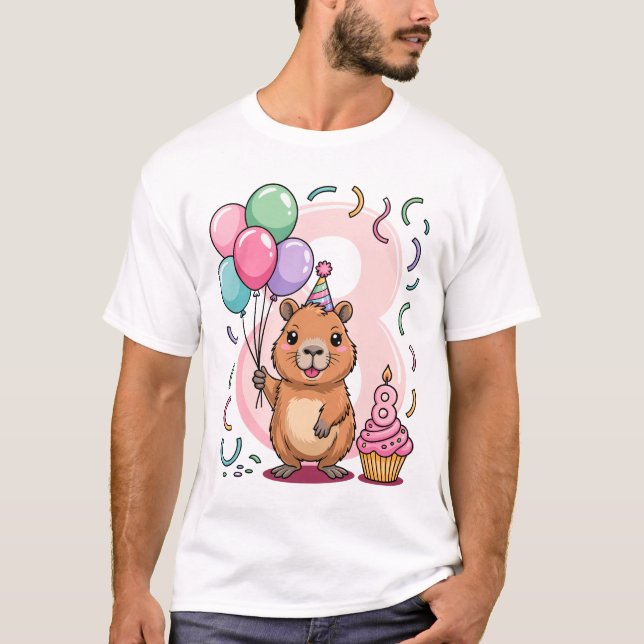 Camiseta Capybara Shirt for Girls 8 Birthday Party Fun (Frente)