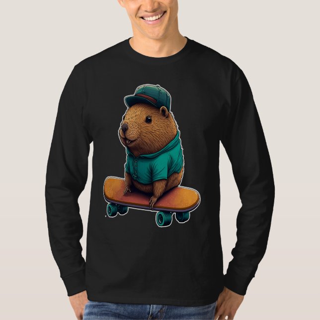 Camiseta Capybara Skater Grind Ollie and Rep your love for  (Frente)