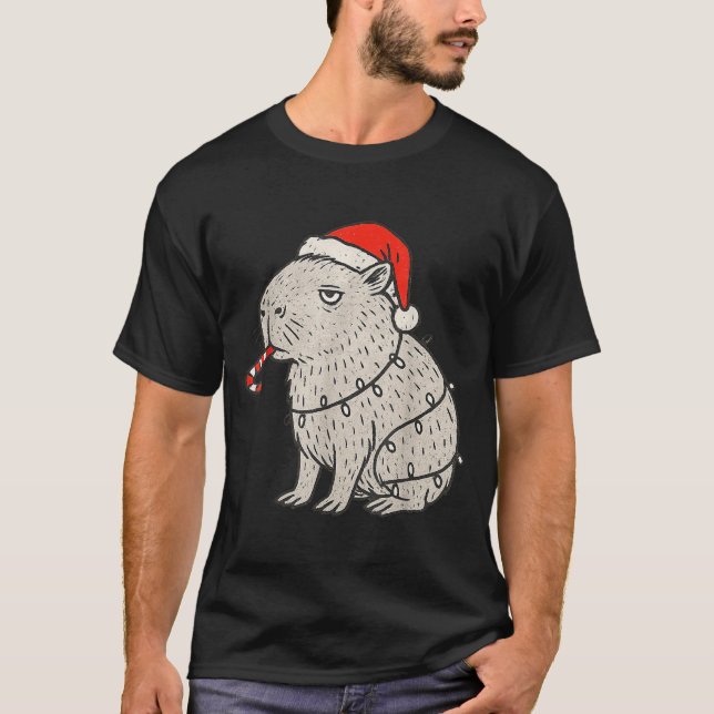 Camiseta Capybara Smoking Christmas Ugly Cigarette Gen Z  (Frente)