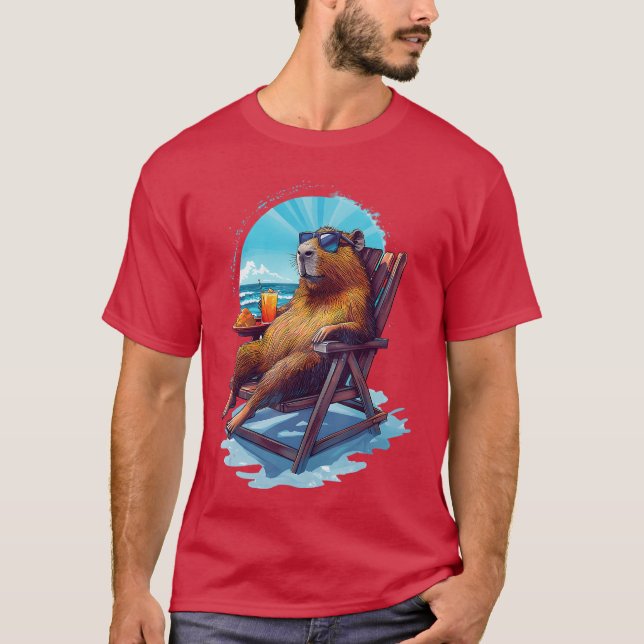 Camiseta Capybara Summer Vacation Beach Ocean Sea Capybara (Frente)