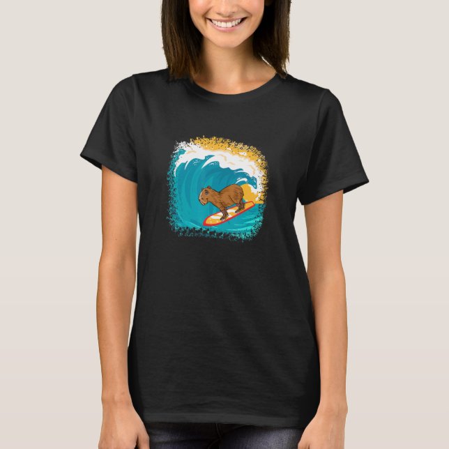 Camiseta Capybara Surfing Boys Men Cute Animal Capybara Sur (Frente)