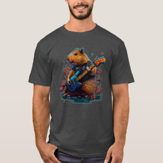 Camiseta Capybara Tocando Violão Elétrica 4
