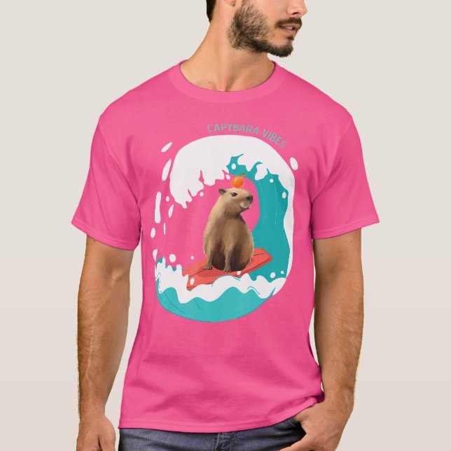 Camiseta Capybara Vibes Beach Waves Capybara Wildlife Anima (Frente)