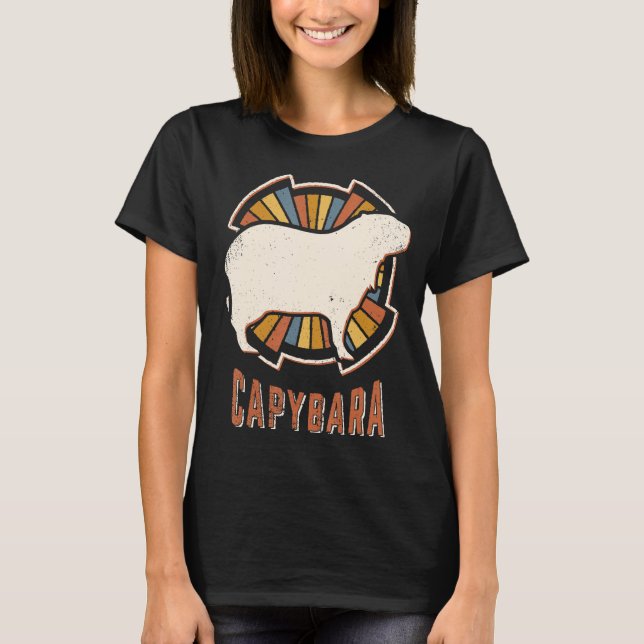 Camiseta Capybara Vintage, Retro Amor Animal Clássico (Frente)