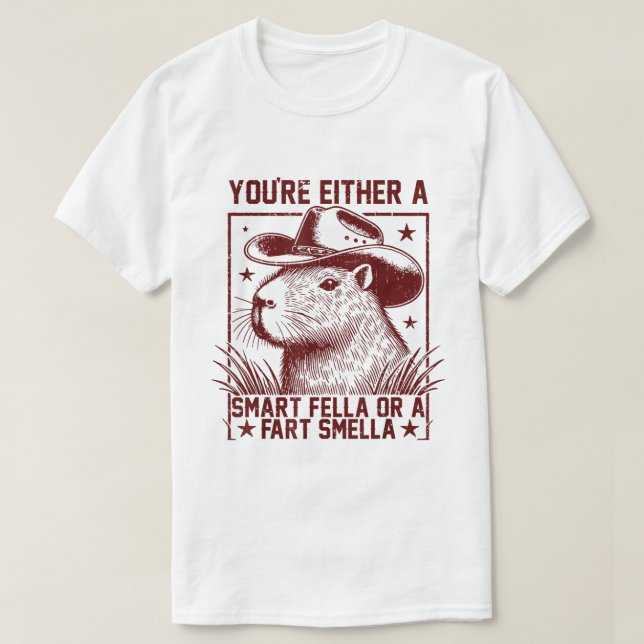 Camiseta Capybara Você ou é uma Smart Fella - Fart Smella (Frente do Design)