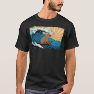 Camiseta Capybara Wave Surfboard Surfer Capibara Animal