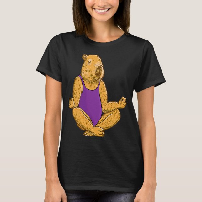 Camiseta Capybara Yoga faz exercícios de Meditação (Frente)
