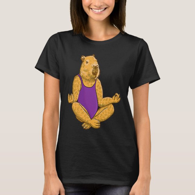 Camiseta Capybara Yoga poses Meditation Workout exercises g (Frente)