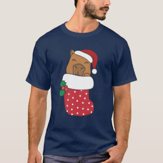 Camiseta Capybaras Bonitas Na Meia De Natal Para O Garoto D