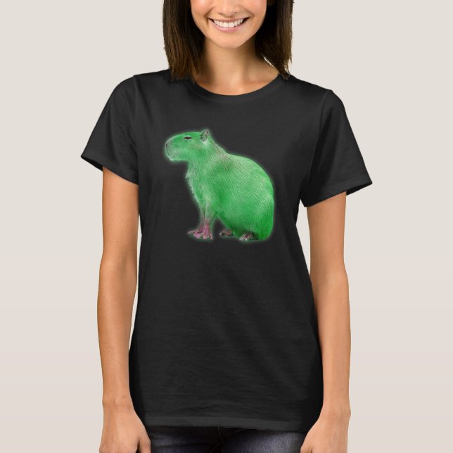 Camiseta Capybaras Cute Space Capybara Martian Green (Frente)