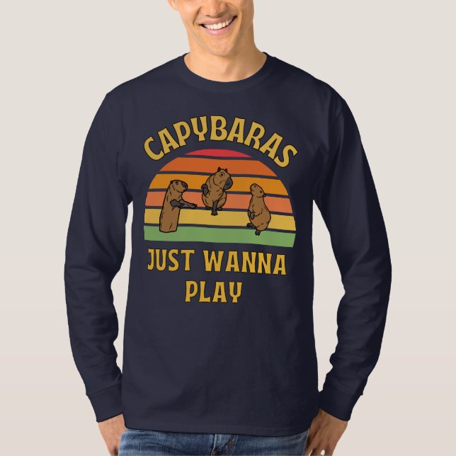 Camiseta capybaras só quer jogar slogan (Frente)