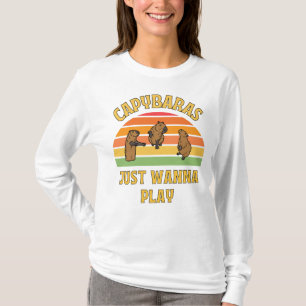 Camiseta capybaras só quer jogar slogan