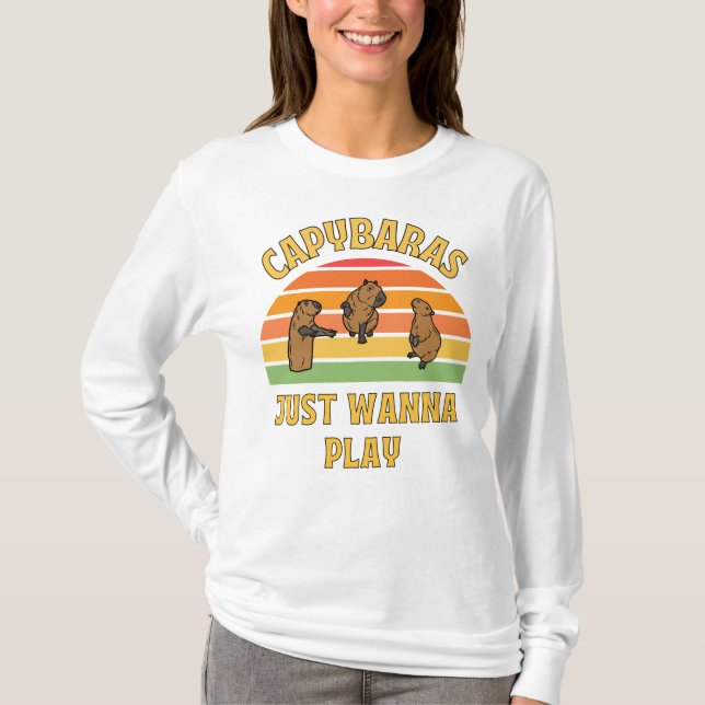 Camiseta capybaras só quer jogar slogan (Frente)