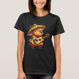 Camiseta Capybyra Sombrero Guitar Cinco De Mayo Kid Mexican