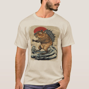 Camiseta Capyzilla Capivara Retro Vintage Kaiju Japonês