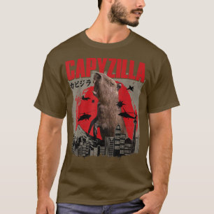 Camiseta Capyzilla Funny Cuide Capybara Art Sunset Japonês