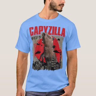 Camiseta Capyzilla Funny Cuide Capybara Art Sunset Japonês