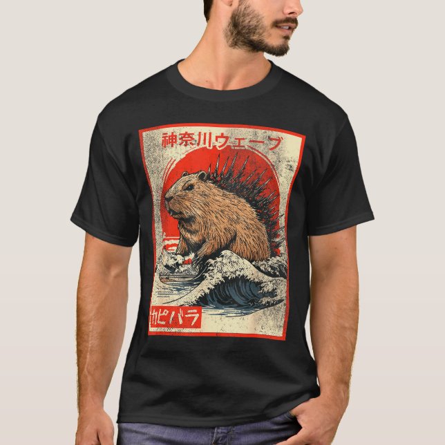 Camiseta Capyzilla _ Kanagwa Wave Japan _ Cool Rodent Capyb (Frente)