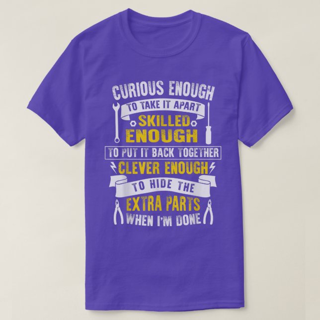 Camiseta Car Auto Truck Mechanic Curious Skilled And Clever (Frente do Design)