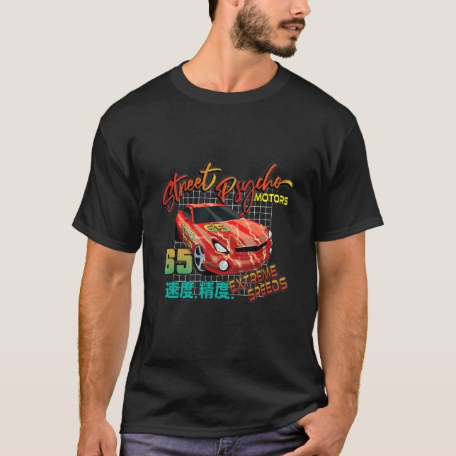 Camiseta Car Fanatic Red Lightning 64 Street Psycho Motors (Frente)