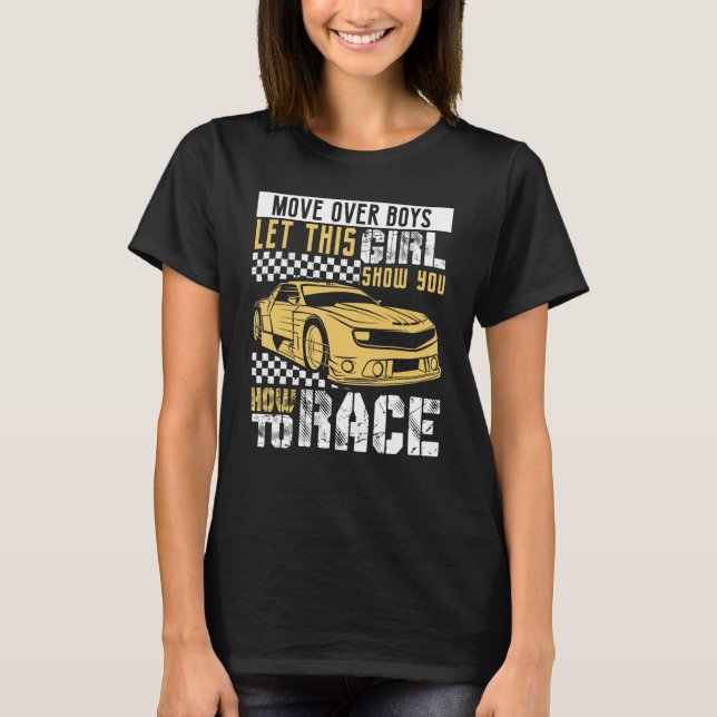 Camiseta Car Racing Checkered Flag Automobile Female Motor  (Frente)