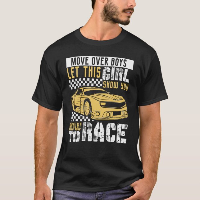 Camiseta Car Racing Checkered Flag Automobile Female Motor  (Frente)