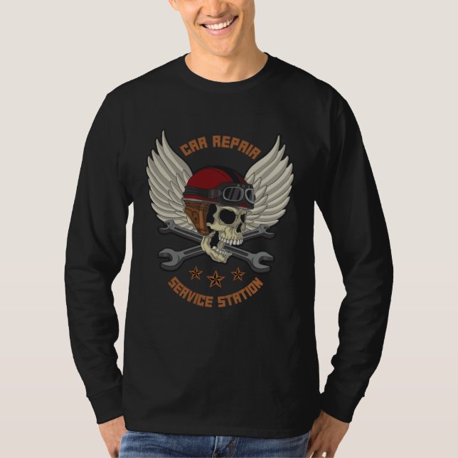 Camiseta Car Repair Service Station Vehicle Flying Cars (Frente)