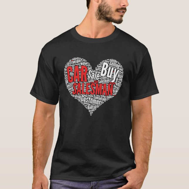Camiseta Car Salesman Heart Shape Word Cloud (Frente)