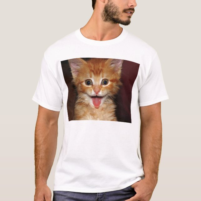 Camiseta Cara alaranjada engraçada do gatinho (Frente)