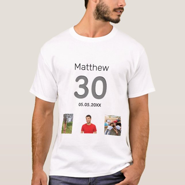 Camiseta cara aniversário de 30 anos personalizada de fotog (Frente)