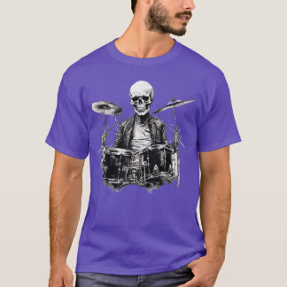 Camiseta Cara Baterista Esqueleto Rock And Roll Rock On Bat