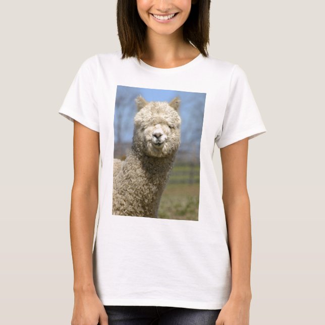 Camiseta Cara branca distorcido da alpaca (Frente)