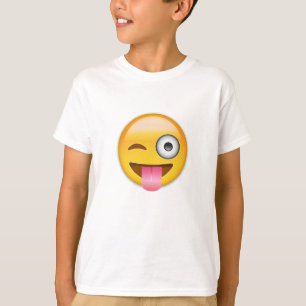 Camiseta Cara com a língua e o olho para fora colados Emoj