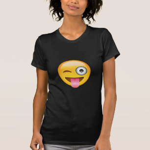 Camiseta Cara com a língua e o olho para fora colados Emoj