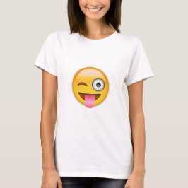 Camiseta Cara com a língua e o olho para fora colados Emoji