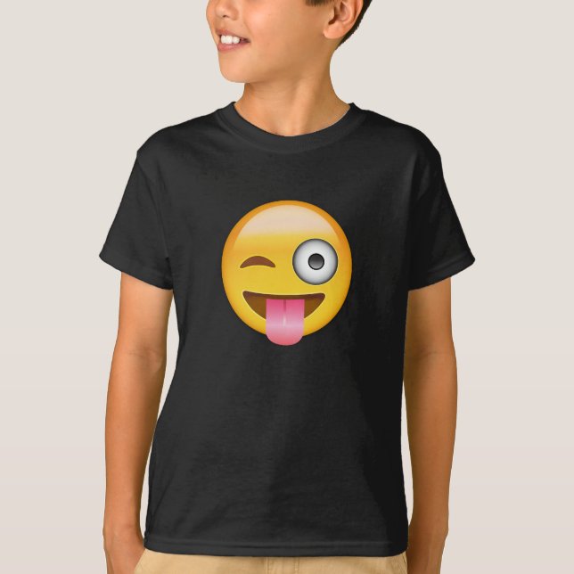 Camiseta Cara com a língua e o olho para fora colados Emoji (Frente)