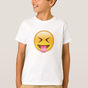 Camiseta Cara com a língua para fora colada & firmemente o