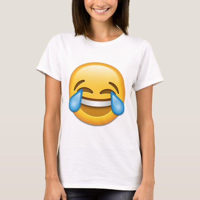 Camiseta Cara com os rasgos do emoji da alegria (Frente)