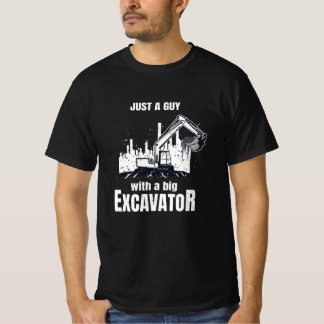 Camiseta Cara Com Um Grande Escavador Engraçado Trabalhador