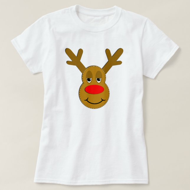 Camiseta Cara da rena do Natal (Frente do Design)