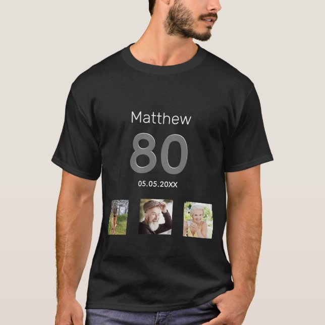 Camiseta cara de 80 de fotografia personalizada (Frente)