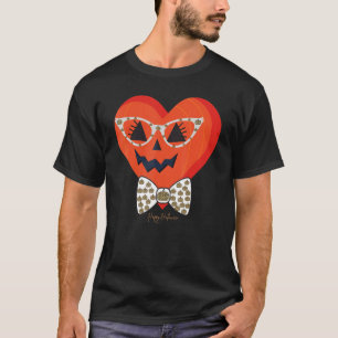 Camiseta Cara De Abóbora Bonita Com Óculos De Impressão De