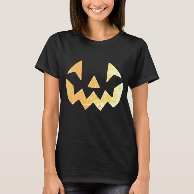 Camiseta Cara de abóbora Dourada de Jack-o-lanterno (Frente)
