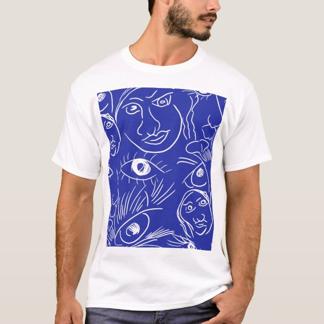 Camiseta Cara de beleza: desenho de uma linha. (Frente)