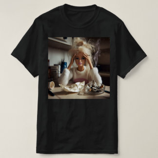 Camiseta Cara de Boneca Angustiada Engraçada Meme Fumando S
