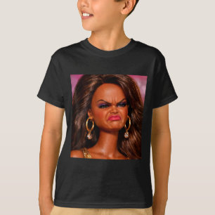 Camiseta Cara de boneca preta de desgosto irritado meme rea
