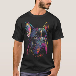 Camiseta Cara De Bulldog Francês Colorido Para Proprietário
