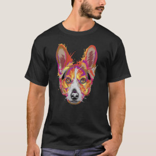 Camiseta Cara de cachorro Corgi galês fofo Estilo pop color