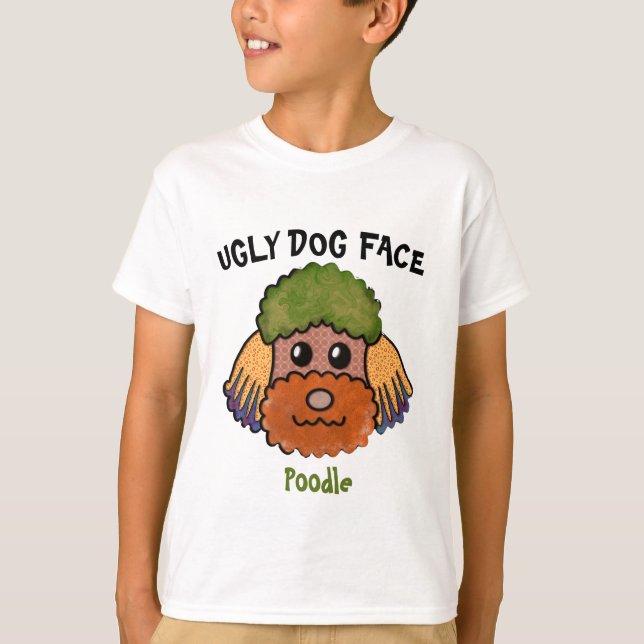 Camiseta cara de cachorro poodle feio único (Frente)