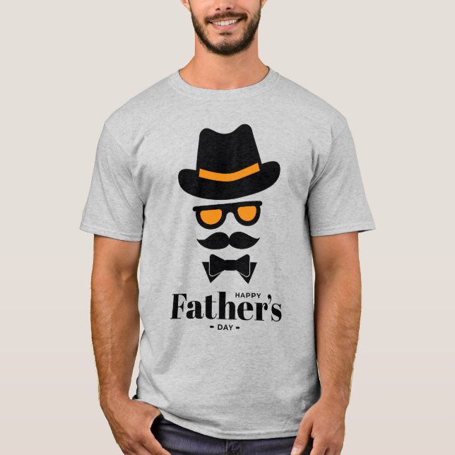 Camiseta Cara de cavalheiro bonito com chapéu, vidro solar, (Frente)
